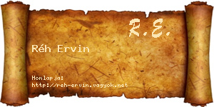 Réh Ervin névjegykártya
